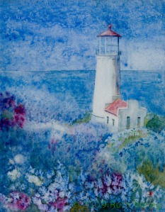 North Head Lighthouse, watercolor, 23" x 18"