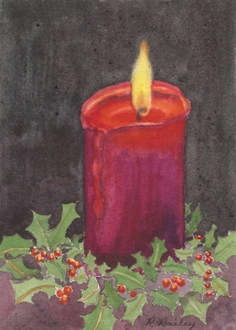 A Light in the Darkness, watercolor, 7" x 5"