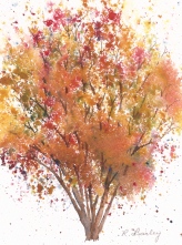 Autumn Birch, watercolor, 7" x 5"