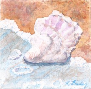 Washed Ashore, watercolor on canvas, 4" x 4"